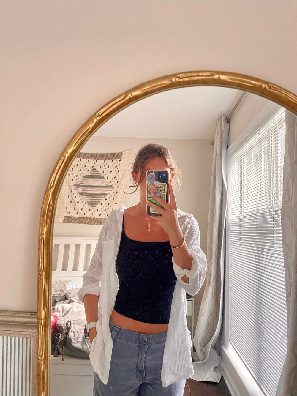 White Lightweight Button-Up Shirt